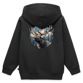 Elche Elch - Kinder Premium Organic Zip Hoodie - Schwarz - Hinten - AI Model Kid Male (0cm)