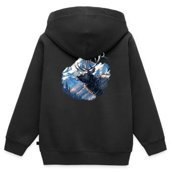 Elche Elch - Kinder Premium Organic Zip Hoodie - Schwarz - Hinten - AI Model Kid Male (0cm)