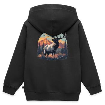 Elche Elch - Kinder Premium Organic Zip Hoodie - Schwarz - Hinten - AI Model Kid Male (0cm)