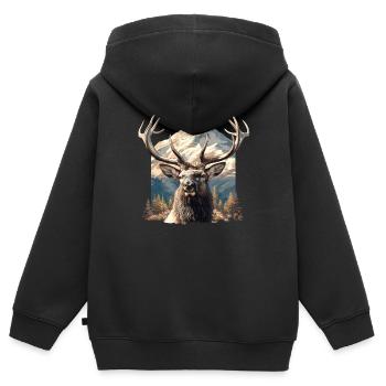 Elche Elch - Kinder Premium Organic Zip Hoodie - Schwarz - Hinten - AI Model Kid Male (0cm)
