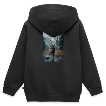 Elche Elch - Kinder Premium Organic Zip Hoodie - Schwarz - Hinten - AI Model Kid Male (0cm)