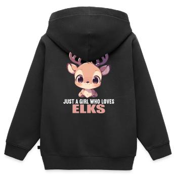 Elche Elch - Kinder Premium Organic Zip Hoodie - Schwarz - Hinten - AI Model Kid Male (0cm)