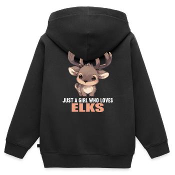 Elche Elch - Kinder Premium Organic Zip Hoodie - Schwarz - Hinten - AI Model Kid Male (0cm)