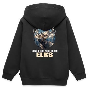 Elche Elch - Kinder Premium Organic Zip Hoodie - Schwarz - Hinten - AI Model Kid Male (0cm)