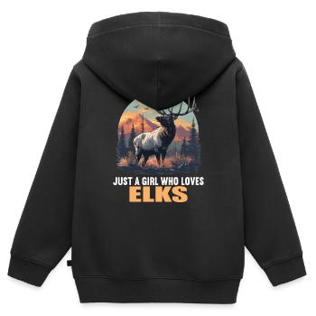 Elche Elch - Kinder Premium Organic Zip Hoodie - Schwarz - Hinten - AI Model Kid Male (0cm)