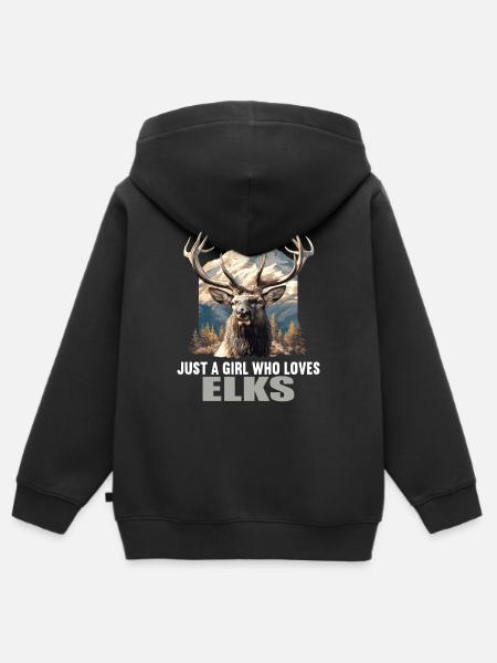 Elche Elch - Premium børne zip-hættetrøje økologisk - sort