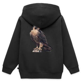 Faucon Faucon - Sweat Premium à capuche zippé enfant bio - noir - Dos - AI Model Kid Male (0cm)