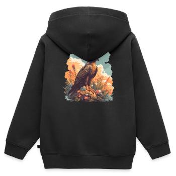 Faucon Faucon - Sweat Premium à capuche zippé enfant bio - noir - Dos - AI Model Kid Male (0cm)