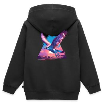 Faucon Faucon - Sweat Premium à capuche zippé enfant bio - noir - Dos - AI Model Kid Male (0cm)