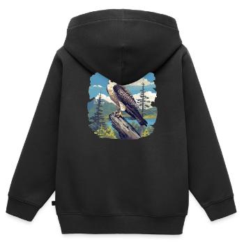 Faucon Faucon - Sweat Premium à capuche zippé enfant bio - noir - Dos - AI Model Kid Male (0cm)