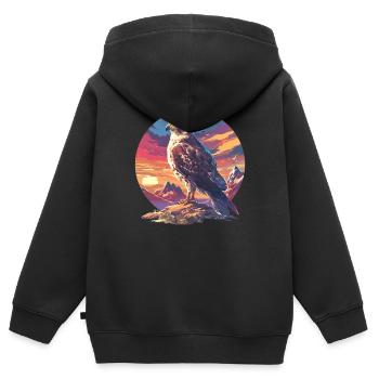 Faucon Faucon - Sweat Premium à capuche zippé enfant bio - noir - Dos - AI Model Kid Male (0cm)