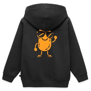 Erdnuss - Kinder Premium Organic Zip Hoodie - Schwarz - Hinten - AI Model Kid Male (0cm)