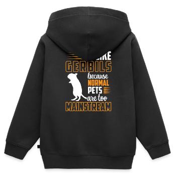 Gerbille Rongeur normal de compagnie Gerbille - Sweat Premium à capuche zippé enfant bio - noir - Dos - AI Model Kid Male (0cm)
