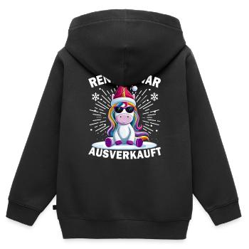 Renne a été vendu Licorne Noël - Sweat Premium à capuche zippé enfant bio - noir - Dos - AI Model Kid Male (0cm)