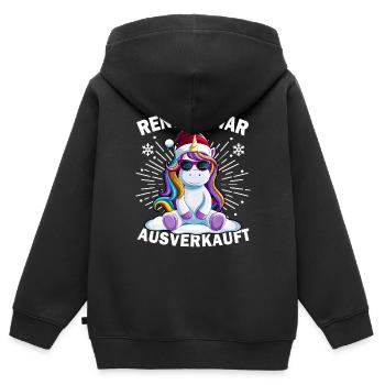 Renne a été vendu Licorne Noël - Sweat Premium à capuche zippé enfant bio - noir - Dos - AI Model Kid Male (0cm)
