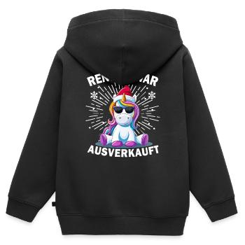 Renne a été vendu Licorne Noël - Sweat Premium à capuche zippé enfant bio - noir - Dos - AI Model Kid Male (0cm)