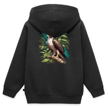 Faucon Faucon - Sweat Premium à capuche zippé enfant bio - noir - Dos - AI Model Kid Male (0cm)