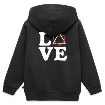 Amour Drôle Adoption Parentalité Gotcha Day Adopter - Sweat Premium à capuche zippé enfant bio - noir - Dos - AI Model Kid Male (0cm)