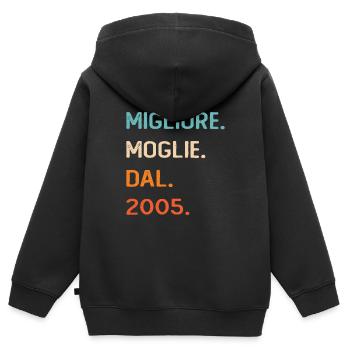 Ehefrau seit 2005 - Kinder Premium Organic Zip Hoodie - Schwarz - Hinten - AI Model Kid Male (0cm)