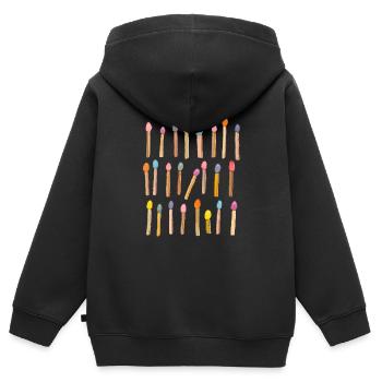 Bunte Streichhölzer für Abenteurer Aquarell Muster - Kinder Premium Organic Zip Hoodie - Schwarz - Hinten - AI Model Kid Male (0cm)