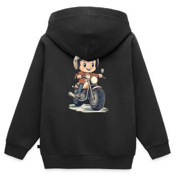 Moto pour enfants Design - Sweat Premium à capuche zippé enfant bio - noir - Dos - AI Model Kid Male (0cm)