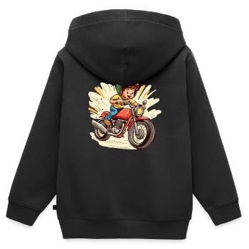 Moto pour enfants Design - Sweat Premium à capuche zippé enfant bio - noir - Dos - AI Model Kid Male (0cm)