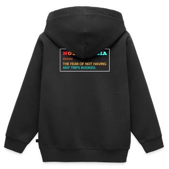 Notriphobie : La peur de l’absence de voyage - Sweat Premium à capuche zippé enfant bio - noir - Dos - AI Model Kid Male (0cm)