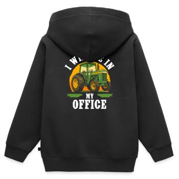 Ich Werde In Meinem Büro Sein Traktorfahrer - Kinder Premium Organic Zip Hoodie - Schwarz - Hinten - AI Model Kid Male (0cm)