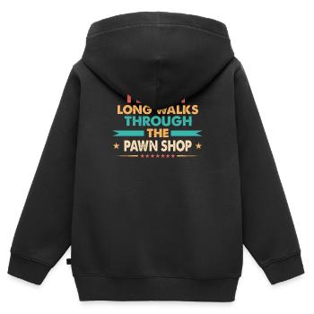 I enjoy long walks through the - Kids Premium Organic Zip-up Hoodie - black - Back - AI Model Kid Male (0cm)