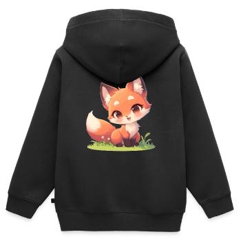 Füchse Fuchs - Kinder Premium Organic Zip Hoodie - Schwarz - Hinten - AI Model Kid Male (0cm)