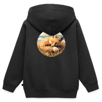 Renards Renard - Sweat Premium à capuche zippé enfant bio - noir - Dos - AI Model Kid Male (0cm)