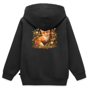 Renards Renard - Sweat Premium à capuche zippé enfant bio - noir - Dos - AI Model Kid Male (0cm)