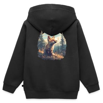 Renards Renard - Sweat Premium à capuche zippé enfant bio - noir - Dos - AI Model Kid Male (0cm)