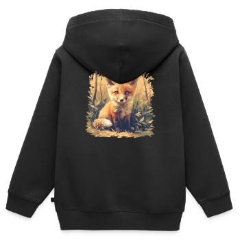 Renards Renard - Sweat Premium à capuche zippé enfant bio - noir - Dos - AI Model Kid Male (0cm)