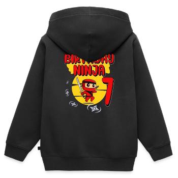 Birthday Ninja 7 Year Old Birthday Party Gift - Kinder Premium Organic Zip Hoodie - Schwarz - Hinten - AI Model Kid Male (0cm)
