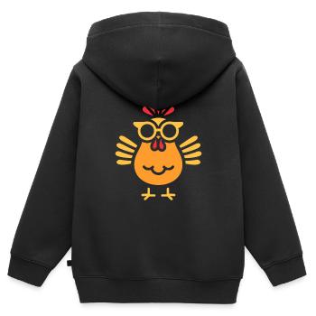 Huhn - Kinder Premium Organic Zip Hoodie - Schwarz - Hinten - AI Model Kid Male (0cm)