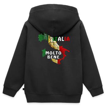 ITALIE ITALIA MOLTO BENE - Sweat Premium à capuche zippé enfant bio - noir - Dos - AI Model Kid Male (0cm)