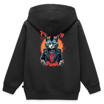 Punk Katze für einen Punker Katzenfreund - Kinder Premium Organic Zip Hoodie - Schwarz - Hinten - AI Model Kid Male (0cm)