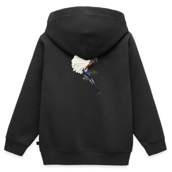Exotische Vögel Illustration Oiseaux exotiques - Sweat Premium à capuche zippé enfant bio - noir - Dos - AI Model Kid Male (0cm)