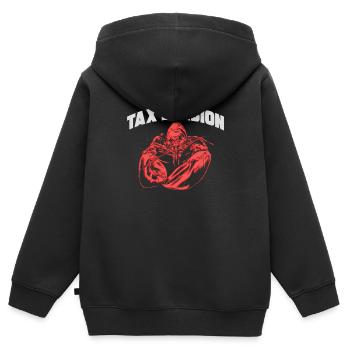 Évasion fiscale Monstre Humour Drôle Satire - Sweat Premium à capuche zippé enfant bio - noir - Dos - AI Model Kid Male (0cm)