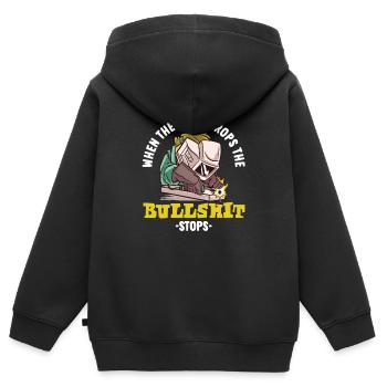 Wenn Der Helm Fällt Stoppt Der Unsinn Kreativer - Kinder Premium Organic Zip Hoodie - Schwarz - Hinten - AI Model Kid Male (0cm)