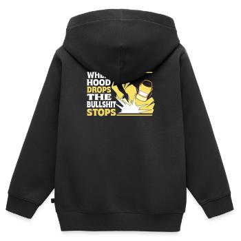 Wenn Der Helm Fällt Stoppt Der Unsinn Kreativer - Kinder Premium Organic Zip Hoodie - Schwarz - Hinten - AI Model Kid Male (0cm)