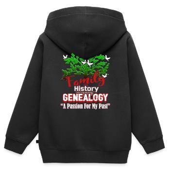 Genealogy A Passion For My Past - Kids Premium Organic Zip-up Hoodie - black - Back - AI Model Kid Male (0cm)