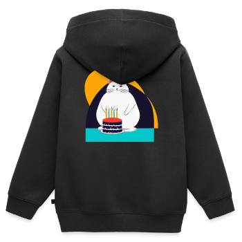 Cat celebrates fifth birthday - Kids Premium Organic Zip-up Hoodie - black - Back - AI Model Kid Male (0cm)