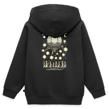 Parade des lanternes, lanterne - Sweat Premium à capuche zippé enfant bio - noir - Dos - AI Model Kid Male (0cm)
