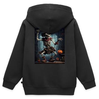 Épouvantail troll dans une maison hantée, Halloween - Sweat Premium à capuche zippé enfant bio - noir - Dos - AI Model Kid Male (0cm)