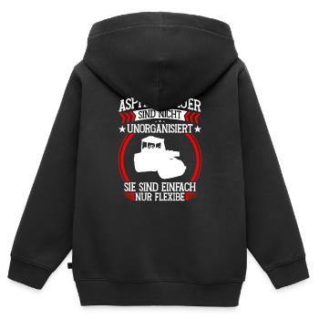 Asphalt builder is not disorganized Road construction - Kids Premium Organic Zip-up Hoodie - black - Back - AI Model Kid Male (0cm)