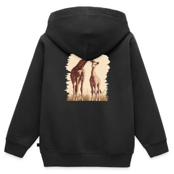 Girafes Girafe - Sweat Premium à capuche zippé enfant bio - noir - Dos - AI Model Kid Male (0cm)