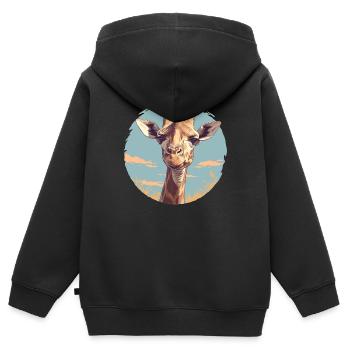 Girafes Girafe - Sweat Premium à capuche zippé enfant bio - noir - Dos - AI Model Kid Male (0cm)