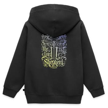 Der Herr Ist Mein Hirte Jesus Bibelspruch - Kinder Premium Organic Zip Hoodie - Schwarz - Hinten - AI Model Kid Male (0cm)
